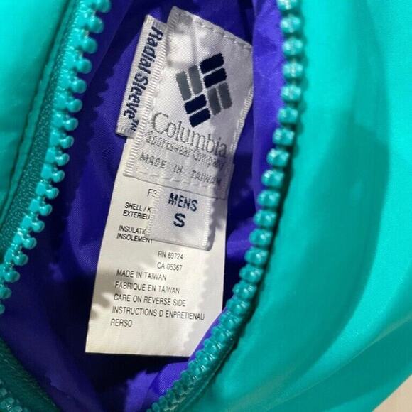 COLUMBIA BOMBER JACKET REVERSIBLE DISCO SZ S MEN PURPLE/TEAL Sz S RETRO ICONIC - Picture 4 of 16